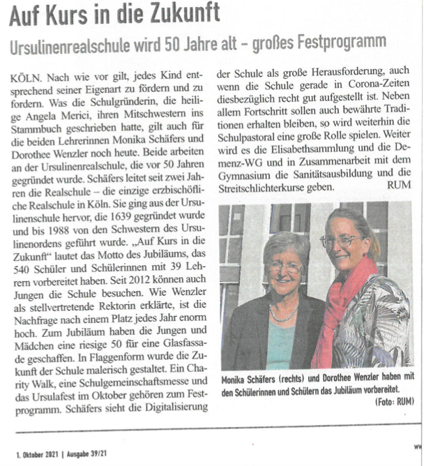 ArtikelKirchenzeitung (c) Kirchenzeitung Erzbistum Köln, Ausgabe 39/21