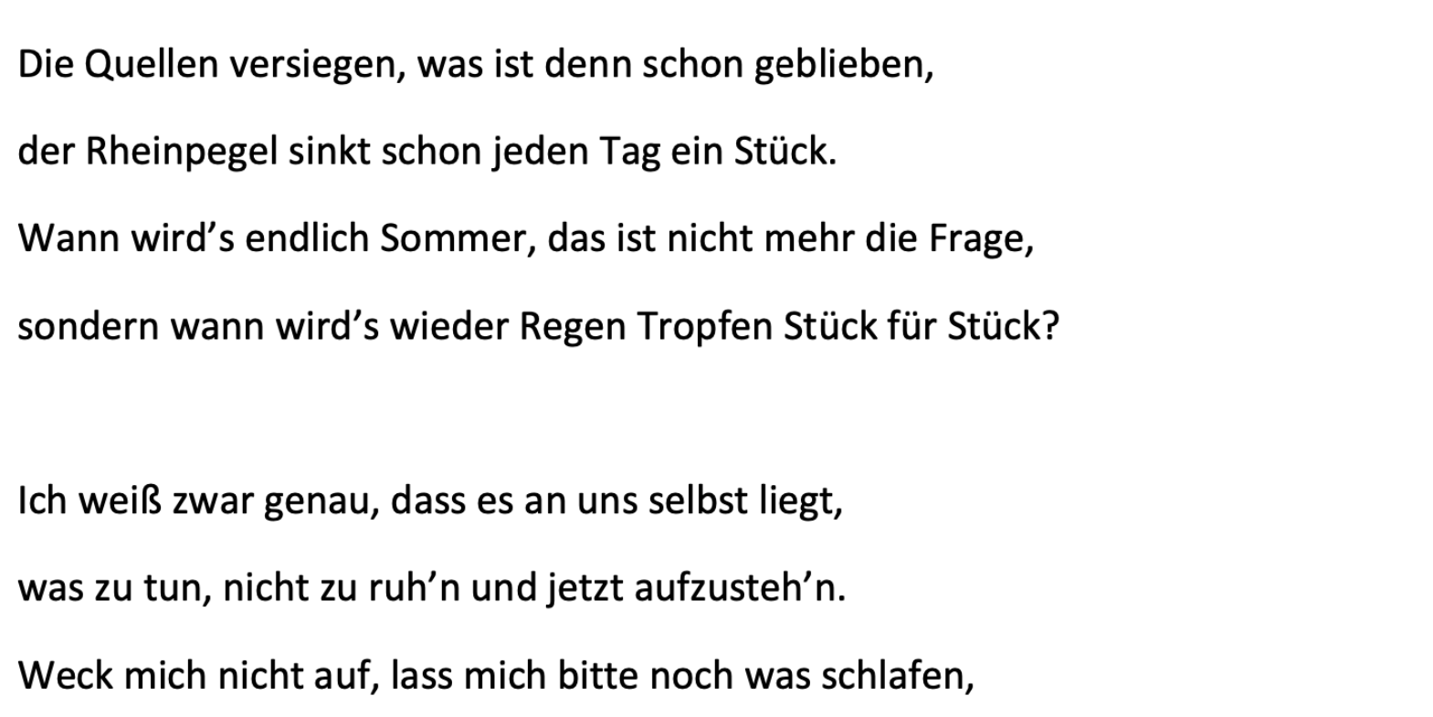 Ausschnitt: Songtext 'Lass uns was tun'