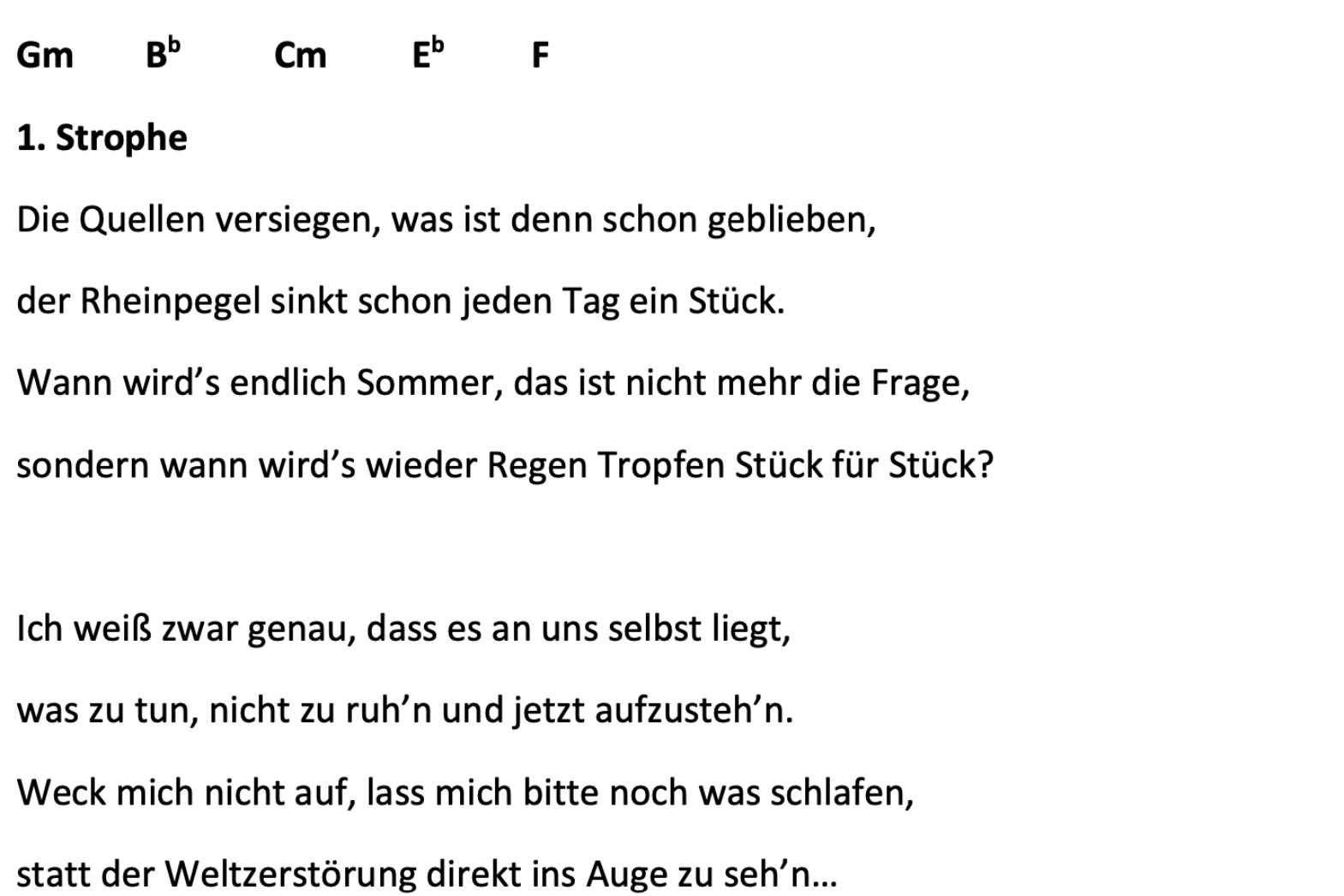 Ausschnitt: Songtext 'Lass uns was tun'